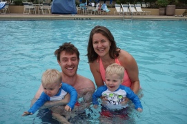 Family photo in the North Village Pool